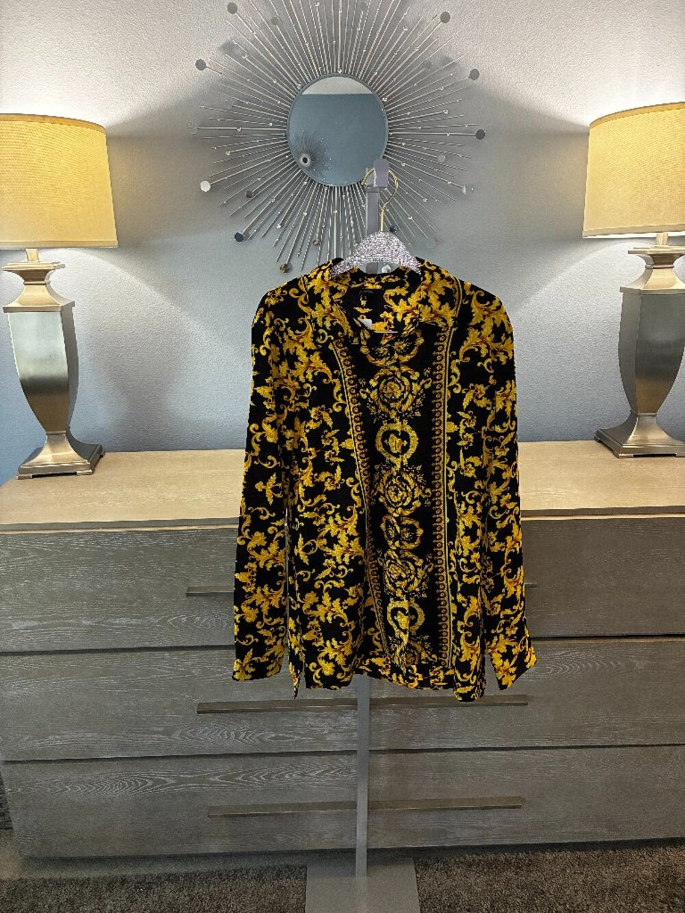 Floryday Versace Style- Black and Gold Blouse